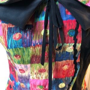 Vintage style strapless dress Rainbow colors